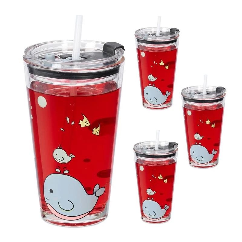 4x Verres Pour Enfant Motif De Baleine 1 4x Verres Pour Enfant Motif De Baleine