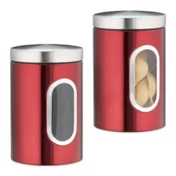 2x Bocaux En Métal Avec Fenêtre Noire -Ustensiles De Cuisine Magasin 187e0cac97324e63aac0bf410e2cf0ba