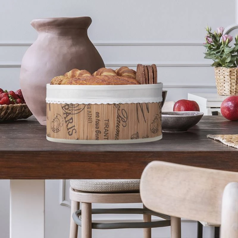 Corbeille à Pain En Bambou Et Tissu 2 Corbeille à Pain En Bambou Et Tissu – Image 2