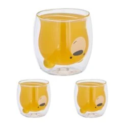 Lot De 3 Tasses Double Paroi Motif Ours