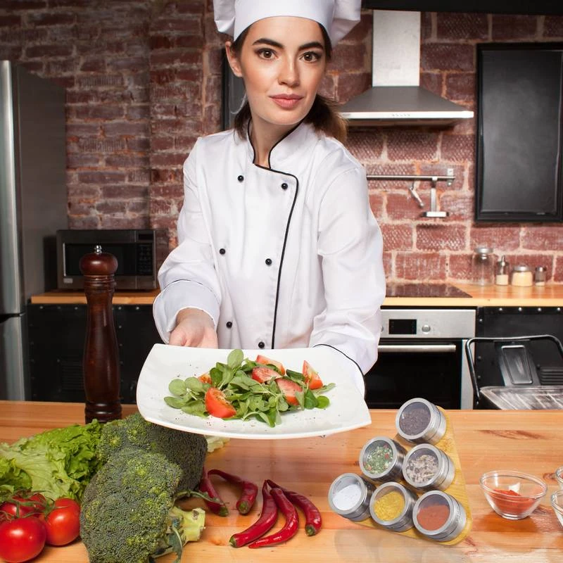 Étagère à épices Bambou 6 Pots Inox 2 Étagère à épices Bambou 6 Pots Inox – Image 2