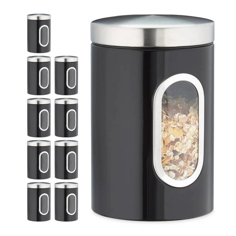 10x Bocaux En Métal Avec Fenêtre Noire 1 10x Bocaux En Métal Avec Fenêtre Noire