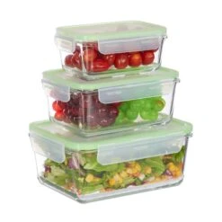 Lot De 3 Boîtes De Conservation En Verre -Ustensiles De Cuisine Magasin b4bfc567e2c7480c8b2b3f0e2f2a932c