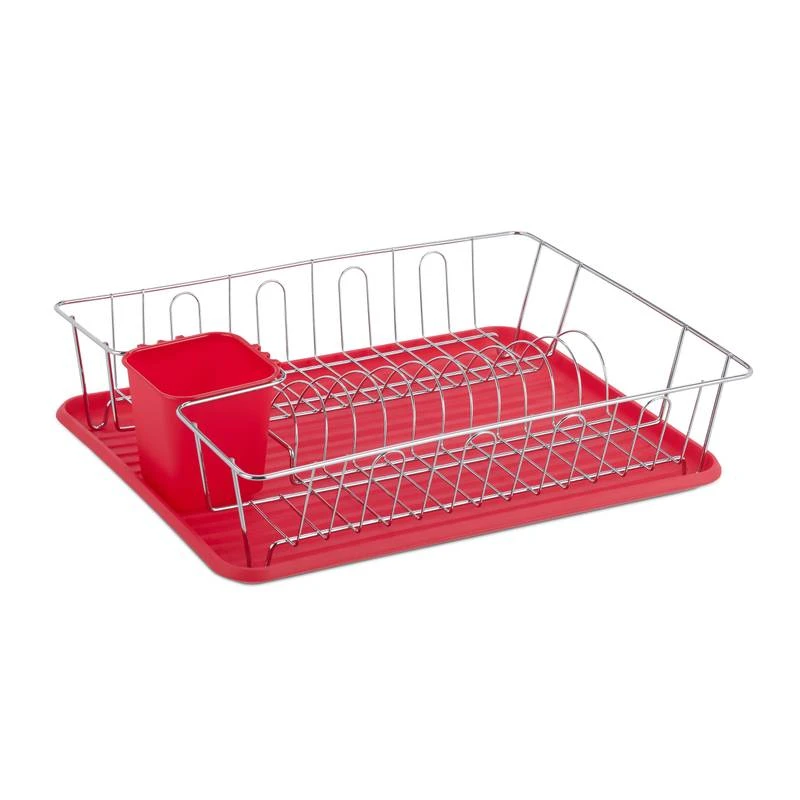 Égouttoir Avec Panier à Couverts Rouge 1 Égouttoir Avec Panier à Couverts Rouge