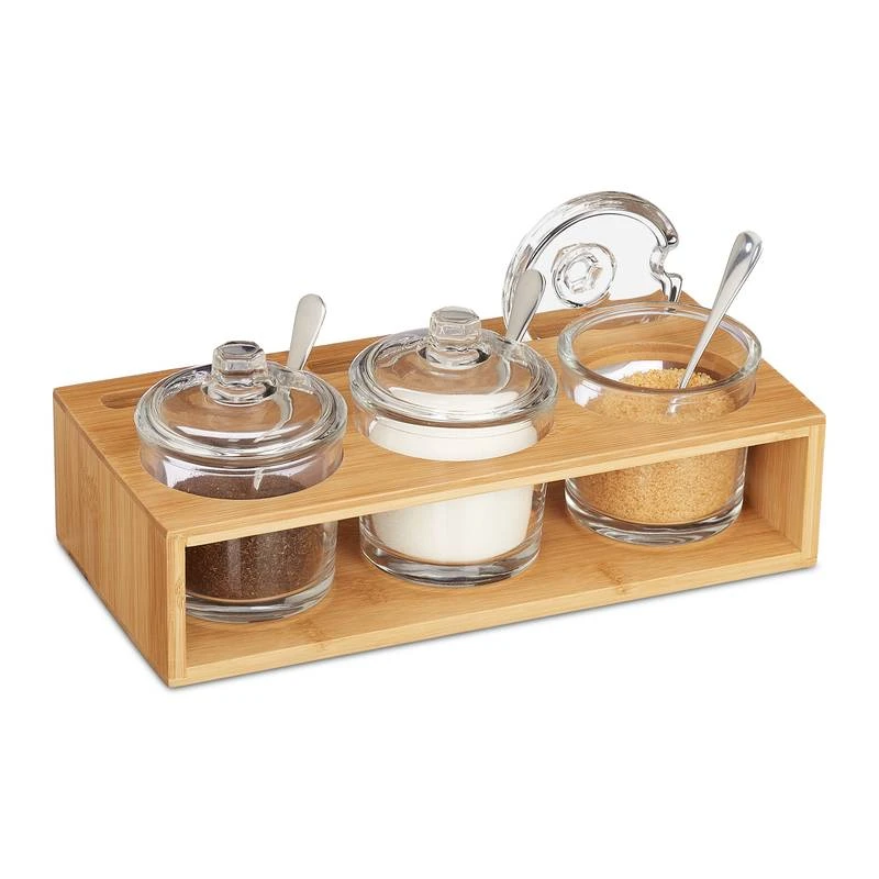 3 Pots à épices Avec Support En Bambou 1 3 Pots à épices Avec Support En Bambou