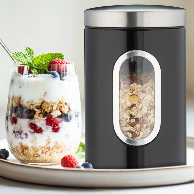 10x Bocaux En Métal Avec Fenêtre Noire 2 10x Bocaux En Métal Avec Fenêtre Noire – Image 2